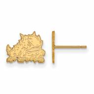 Texas Christian Horned Frogs Sterling Silver Gold Plated Extra Small Post Earrings
