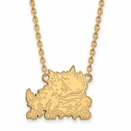 Texas Christian Horned Frogs Sterling Silver Gold Plated Large Pendant Necklace