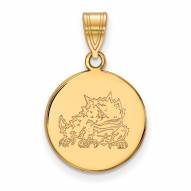 Texas Christian Horned Frogs Sterling Silver Gold Plated Medium Disc Pendant