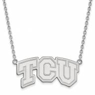 Texas Christian Horned Frogs Sterling Silver Large Pendant Necklace