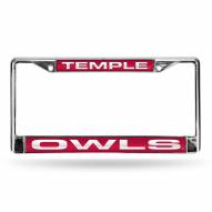 Temple Owls Laser Chrome License Plate Frame