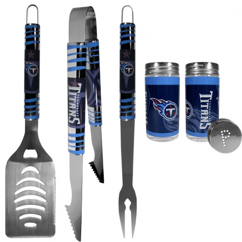 Tennessee Titans 3 Piece Tailgater BBQ Set and Salt and Pepper Shaker Set