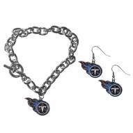 Tennessee Titans Chain Bracelet & Dangle Earring Set