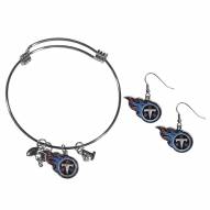 Tennessee Titans Dangle Earrings & Charm Bangle Bracelet Set