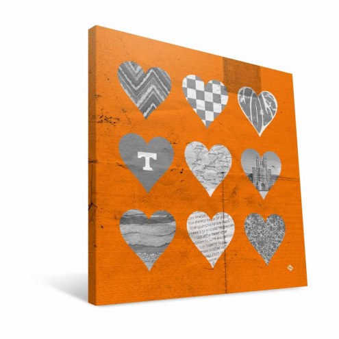 Tennessee Volunteers 12&quot; x 12&quot; Hearts Canvas Print
