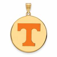Tennessee Volunteers Sterling Silver Gold Plated Extra Large Enameled Disc Pendant