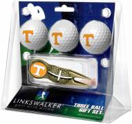 Tennessee Volunteers Gold Crosshair Divot Tool & 3 Golf Ball Gift Pack
