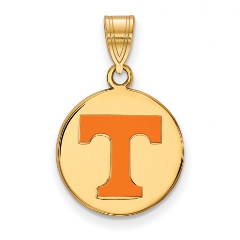 Tennessee Volunteers Sterling Silver Gold Plated Medium Enameled Disc Pendant
