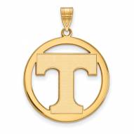 Tennessee Volunteers Sterling Silver Gold Plated Large Circle Pendant