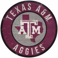 Texas A&M Aggies 12" Circle with State Sign