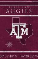 Texas A&M Aggies 17" x 26" Coordinates Sign