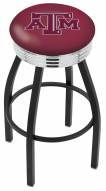 Texas A&M Aggies Black Swivel Barstool with Chrome Ribbed Ring