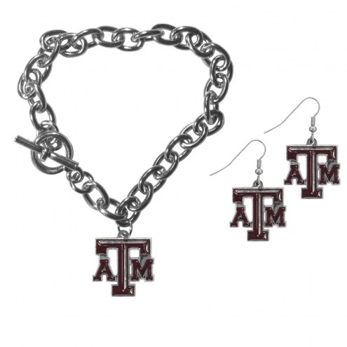 Texas A&M Aggies Chain Bracelet & Dangle Earring Set