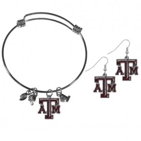 Texas A&M Aggies Dangle Earrings & Charm Bangle Bracelet Set
