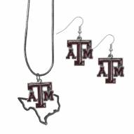 Texas A&M Aggies Dangle Earrings & State Necklace Set