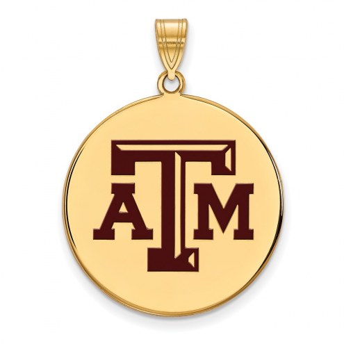 Texas A&M Aggies Sterling Silver Gold Plated Extra Large Enameled Disc Pendant