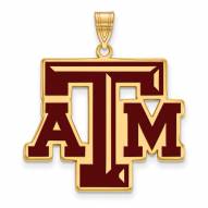 Texas A&M Aggies Sterling Silver Gold Plated Extra Large Enameled Pendant