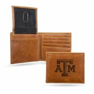 Texas A&M Aggies Laser Engraved Brown Billfold Wallet