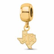 Texas A&M Aggies Sterling Silver Gold Plated Extra Small Dangle Bead