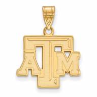 Texas A&M Aggies NCAA Sterling Silver Gold Plated Medium Pendant