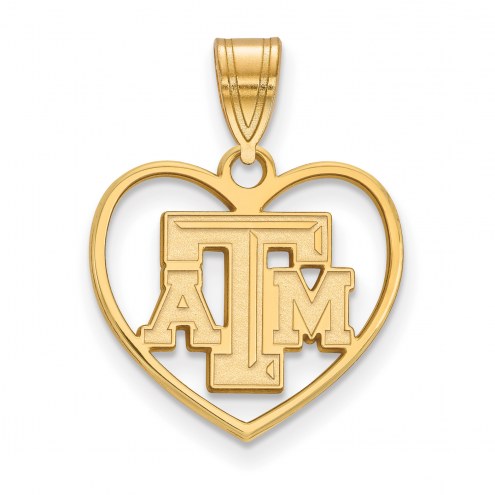 Texas A&M Aggies Sterling Silver Gold Plated Heart Pendant