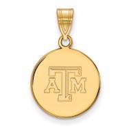 Texas A&M Aggies Sterling Silver Gold Plated Medium Disc Pendant
