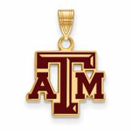 Texas A&M Aggies Sterling Silver Gold Plated Small Enameled Pendant