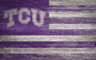 Texas Christian Horned Frogs 11" x 19" Distressed Flag Sign