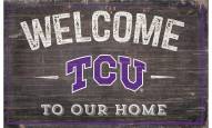 Texas Christian Horned Frogs 11" x 19" Welcome to Our Home Sign