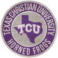 Texas Christian Horned Frogs 12" Circle with State Sign