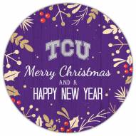Texas Christian Horned Frogs 12" Merry Christmas & Happy New Year Sign