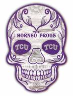 Texas Christian Horned Frogs 12" Sugar Skull Sign