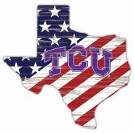 Texas Christian Horned Frogs 12" USA State Cutout Sign