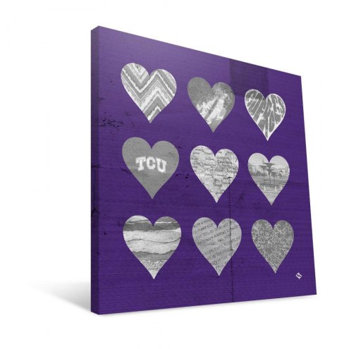 Texas Christian Horned Frogs 12&quot; x 12&quot; Hearts Canvas Print