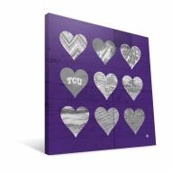 Texas Christian Horned Frogs 12" x 12" Hearts Canvas Print