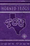 Texas Christian Horned Frogs 17" x 26" Coordinates Sign
