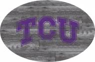 Texas Christian Horned Frogs 46" Distressed Wood Oval Sign