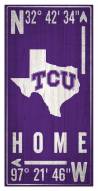 Texas Christian Horned Frogs 6" x 12" Coordinates Sign