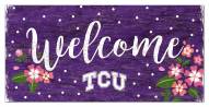 Texas Christian Horned Frogs 6" x 12" Floral Welcome Sign