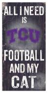 Texas Christian Horned Frogs 6" x 12" Football & My Cat Sign