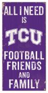 Texas Christian Horned Frogs 6" x 12" Friends & Family Sign
