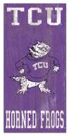 Texas Christian Horned Frogs 6" x 12" Heritage Logo Sign