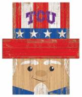 Texas Christian Horned Frogs 6" x 5" Patriotic Head