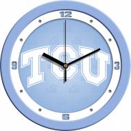 Texas Christian Horned Frogs Baby Blue Wall Clock