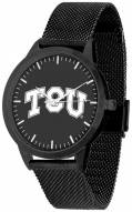 Texas Christian Horned Frogs Black Dial Mesh Statement Watch
