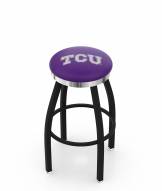 Texas Christian Horned Frogs Black Swivel Barstool with Chrome Accent Ring