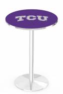 Texas Christian Horned Frogs Chrome Pub Table with Round Base