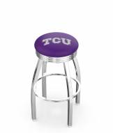 Texas Christian Horned Frogs Chrome Swivel Barstool with Ribbed Accent Ring
