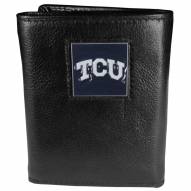 Texas Christian Horned Frogs Deluxe Leather Tri-fold Wallet in Gift Box