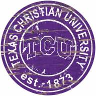 Texas Christian Horned Frogs Distressed Round Sign